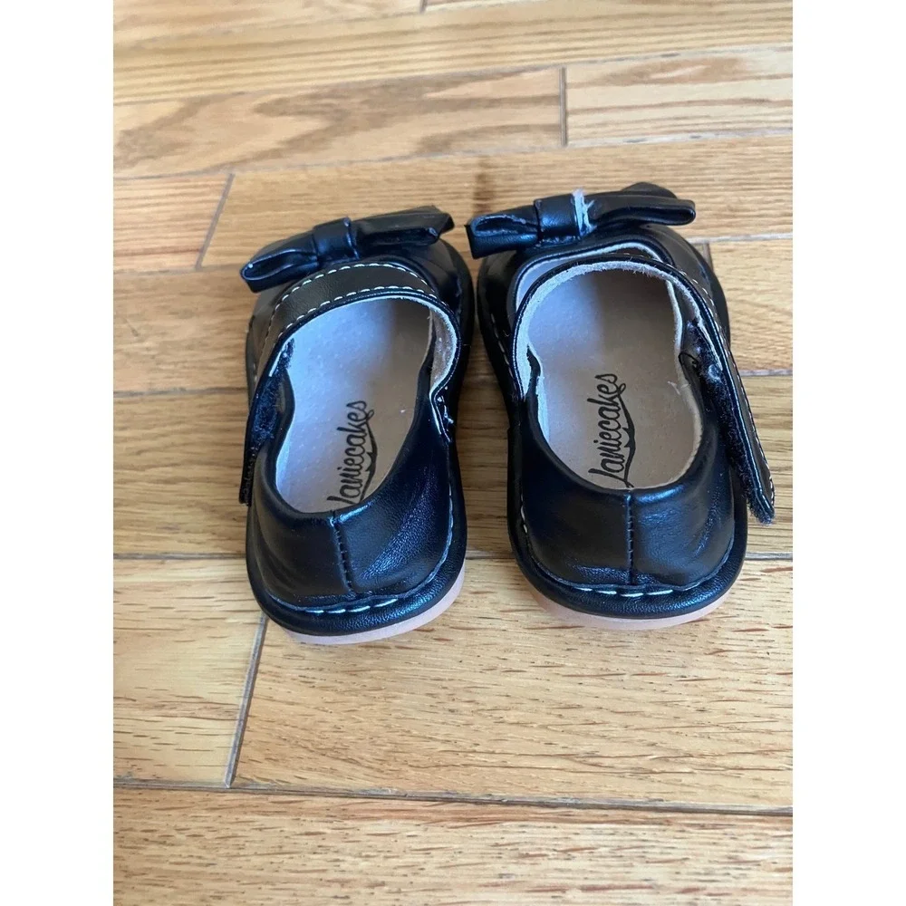 JamieCakes Black Mary Jane‎ Shoes Kids Size 4 Baby Bow Stars